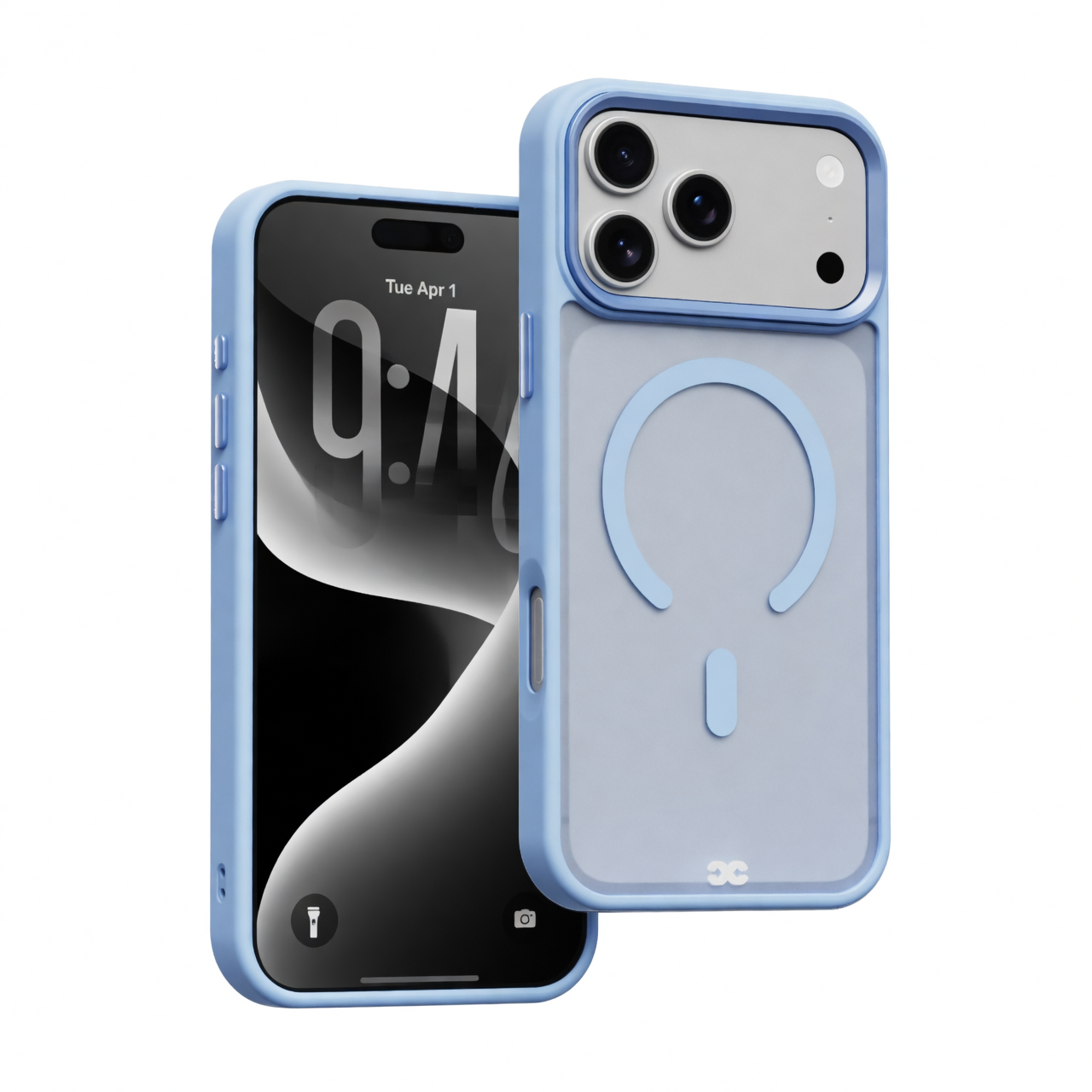 Infinyty Frosted Soft Touch Case with Metallic Accents for iPhone 18 Pro Max- Light Blue, MagSafe Compatible