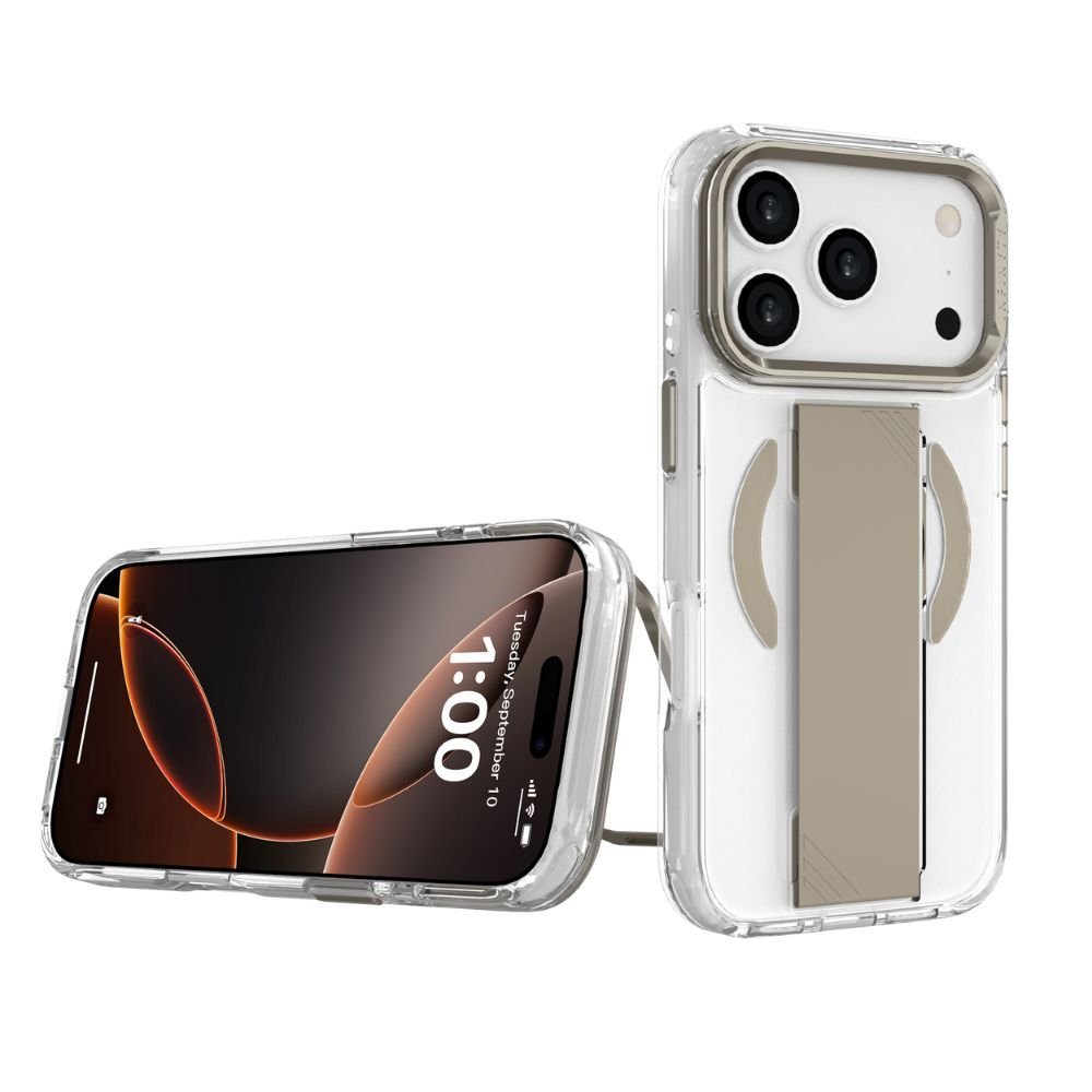 INFINYTY GRY004X16 Clear Case with Grip & Stand iPhone 17 Pro Grey