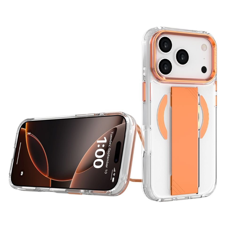 INFINYTY GRY017X16 Clear Case with Grip & Stand iPhone 17 Pro Orange