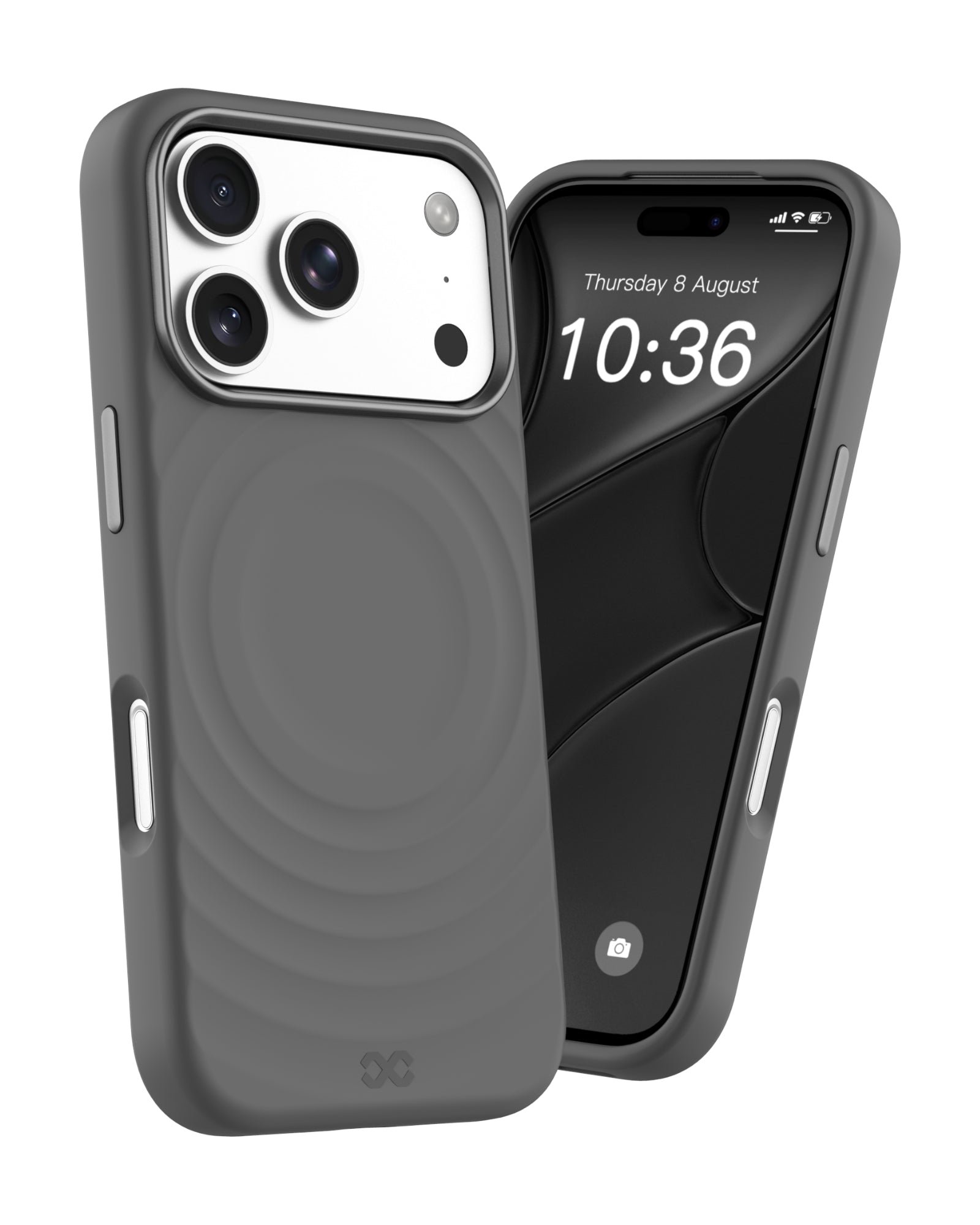Infinyty iPhone 18 Pro Silicone Case with Metallic Accents- QuiverX- Grey, MagSafe Comaptible, Microfiber Lining