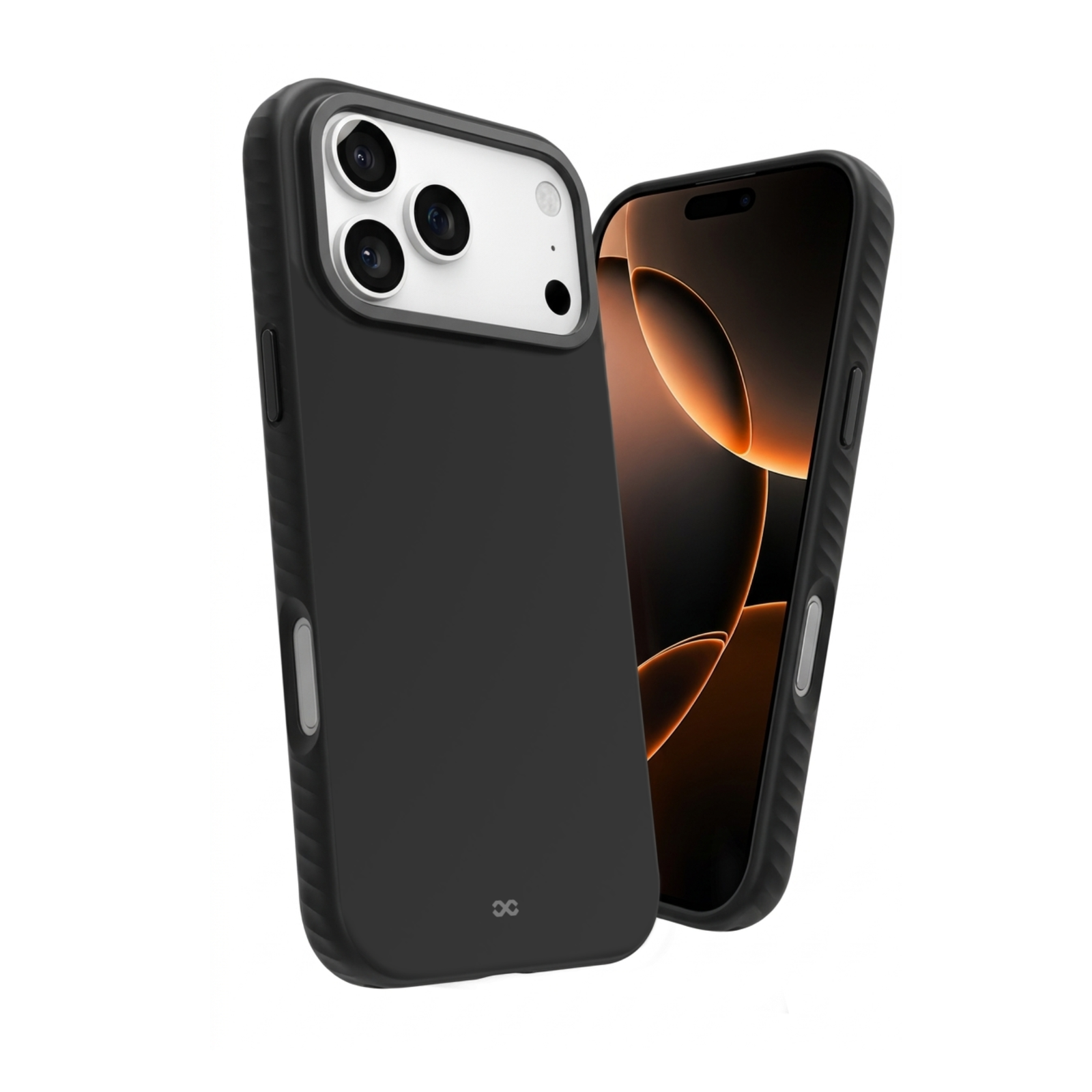 Infinyty Soft Silicone Case with Anti-Slip Side Pattern for iPhone 18 Pro- Black, Metal Buttons & Shockproof