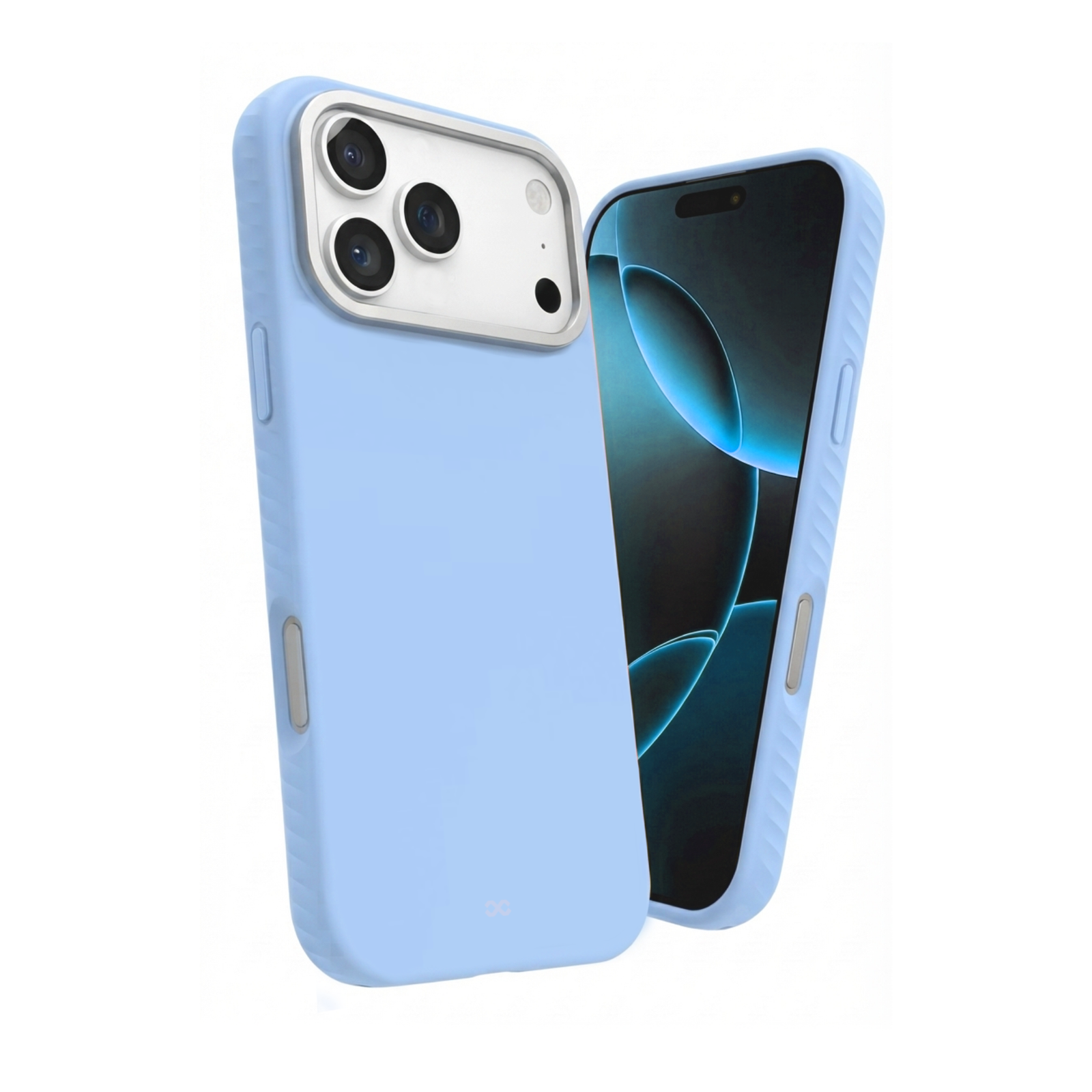 Infinyty Soft Silicone Case with Anti-Slip Side Pattern for iPhone 18 Pro- Light Blue, Metal Buttons & Shockproof