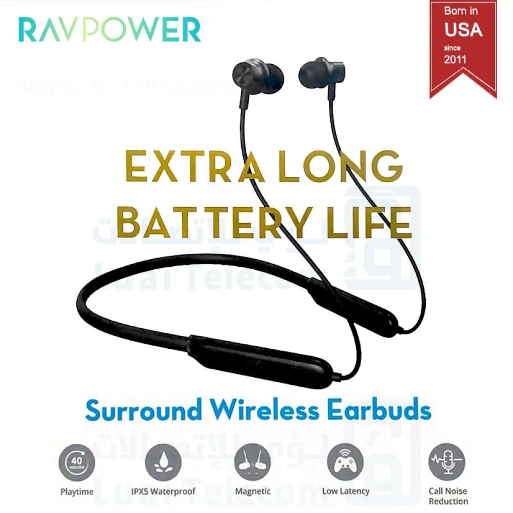 RAVPower BH1008 Magnetic Wireless in-ear Neckband 40Hrs Blac