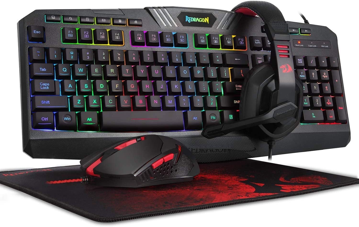 Redragon 4in1 combo: K503A-RGB + M601 + H120 + P016, with Adapter , 4in1 combo S101-BA-2