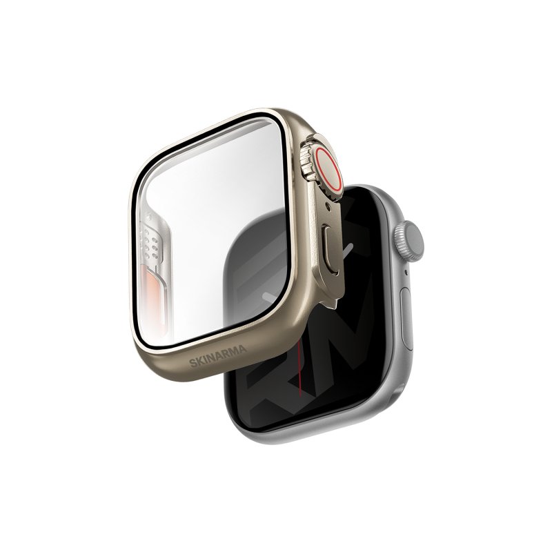 SKINARMA APPLE WATCH 9H GLASS SHIELD WITH DIGITAL CROWN 
PROTECTION - GADO PRO 42MM TITANIUM