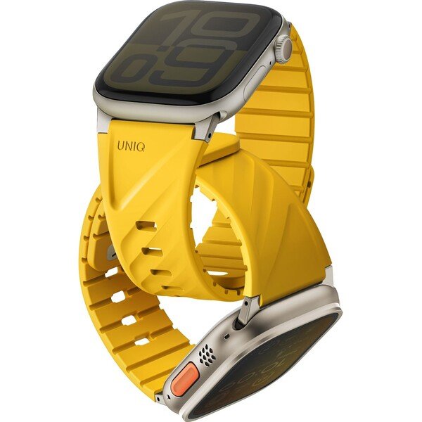 UNIQ FLUO MAGNETIC APPLE WATCH STRAP WITH CONNECTOR BUNDLE 49-40MM - GOLDEN YELLOW (GOLDEN YELLOW)