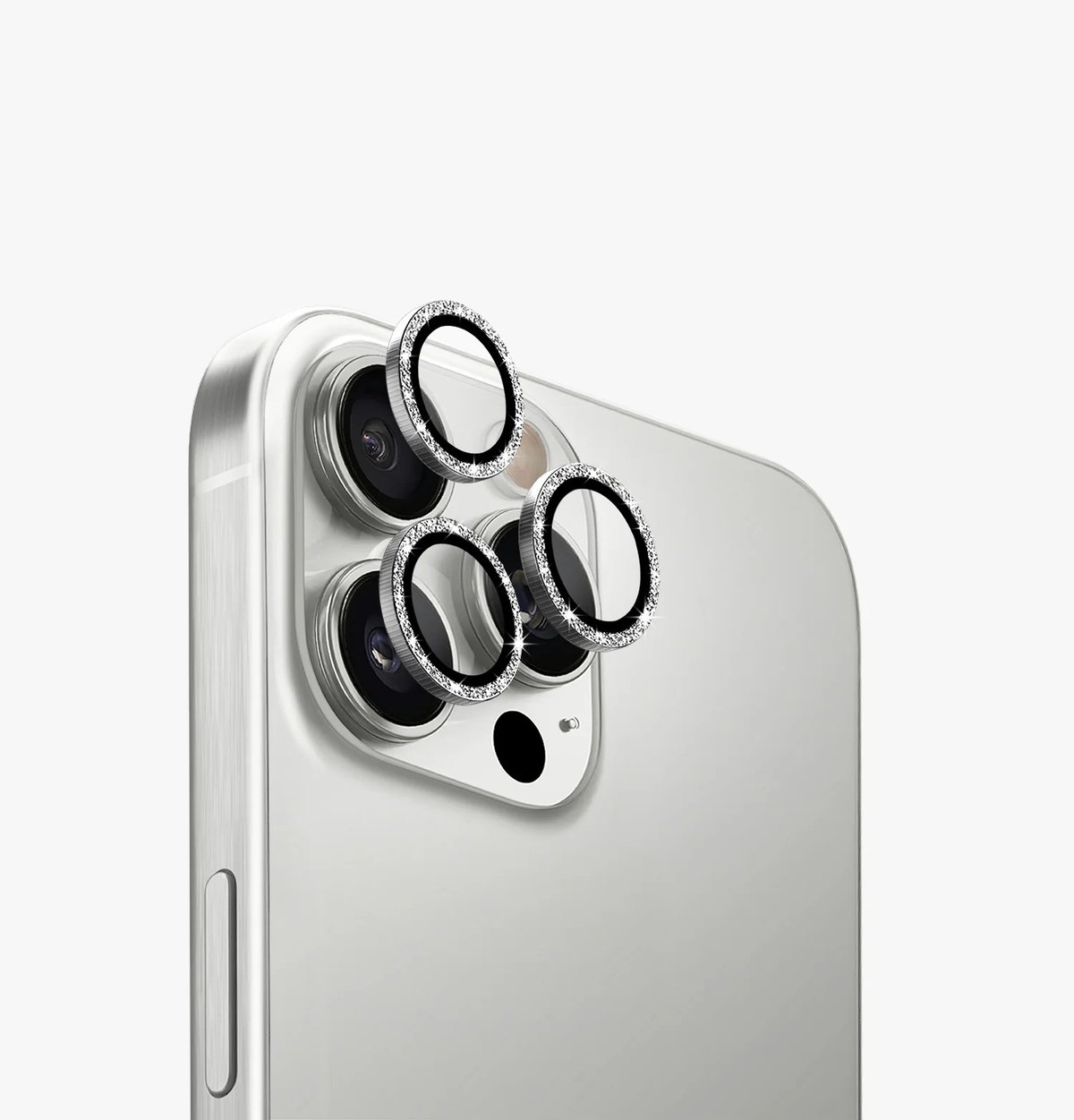 UNIQ OPTIX IPHONE 16 PRO (2024) 6.3/6.9 ALUMINIUM SHIMMERY CAMERA LENS PROTECTOR - WHITE SHIMMER (WHITE)