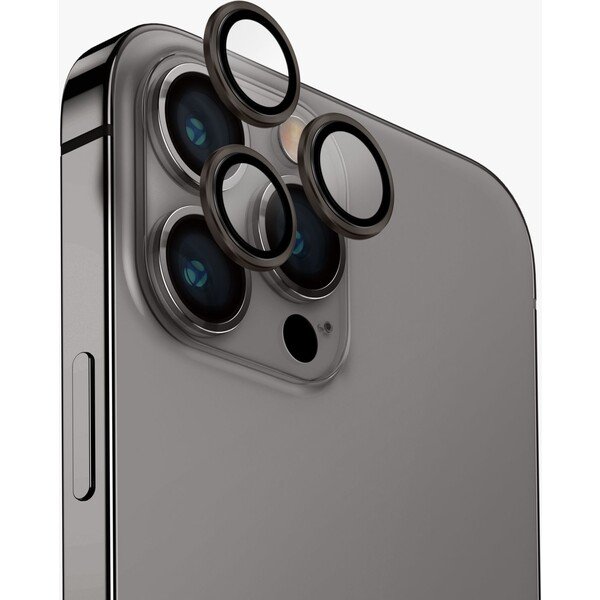 UNIQ OPTIX IPHONE PRO (2023) 6.1 ALUMINIUM CAMERA LENS PROTECTOR - STEEL GREY (GREY)