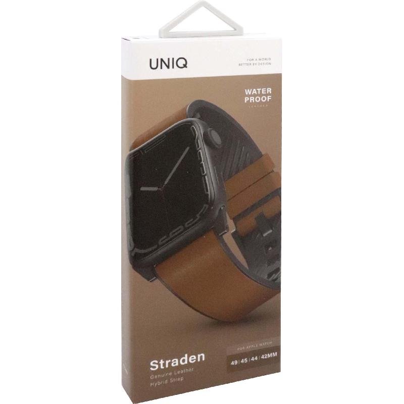 Uniq Straden Waterproof Leather Hybrid Apple Watch Strap 45/44/42Mm - Toffee (Brown)