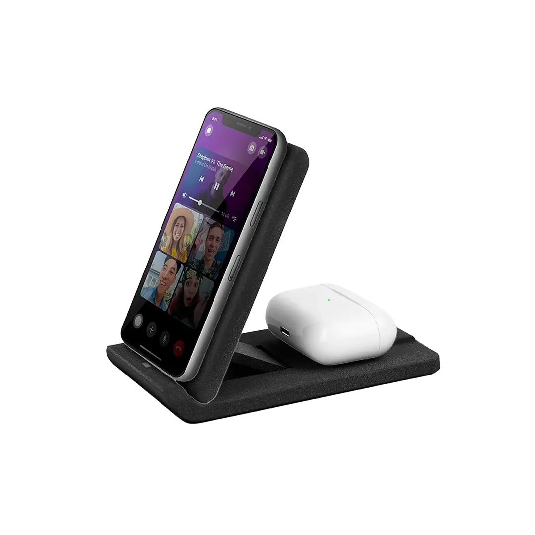 Uniq Vertex Duo 2 In 1 Fast Wireless Charger 15W-Charcoal(dark grey)