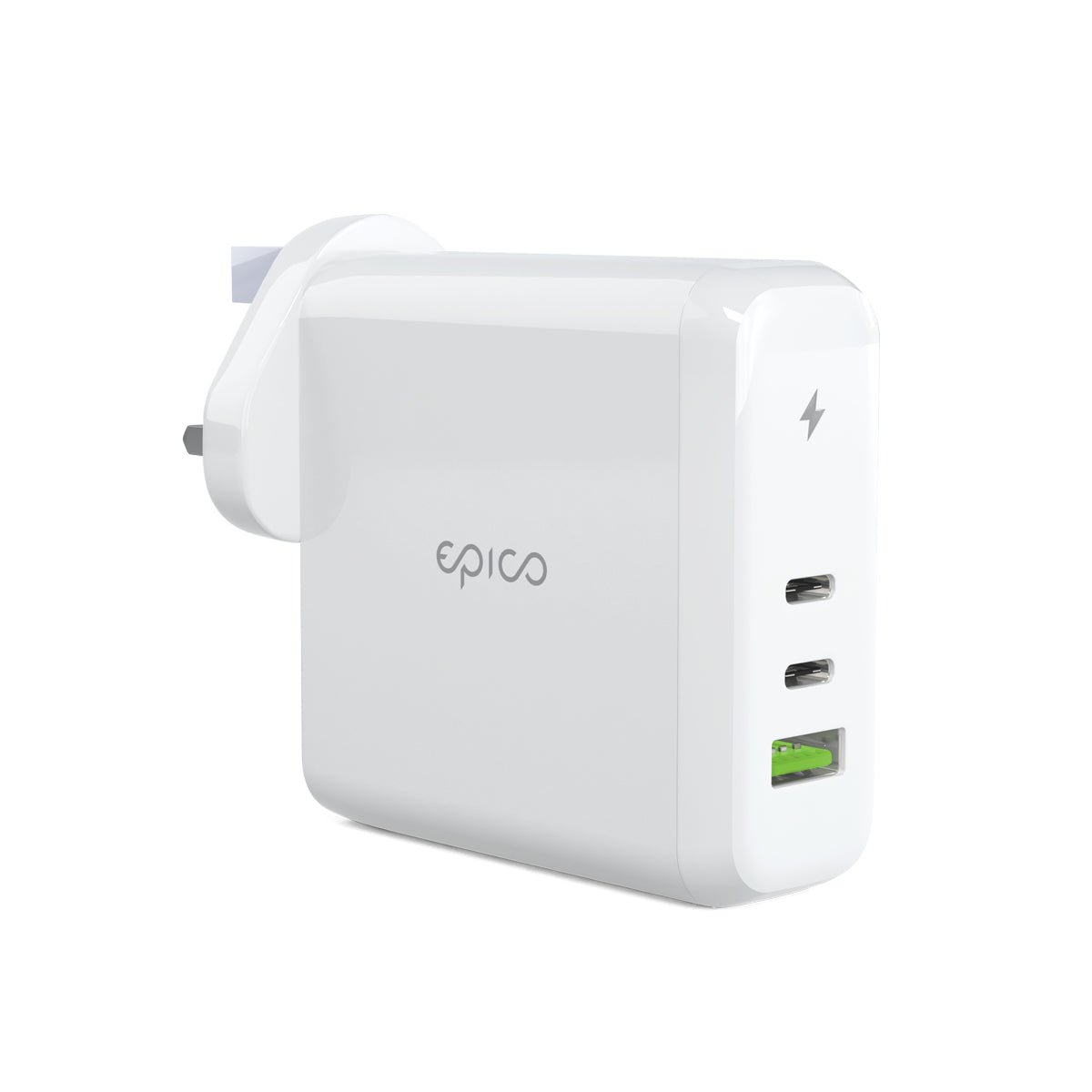 Epico 100W GaN Charger with UK plug - white