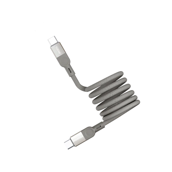 MOMAX ELITE MAG LINK 100W USB-C TO USB-C MAGNETIC CABLE 1M Titanium