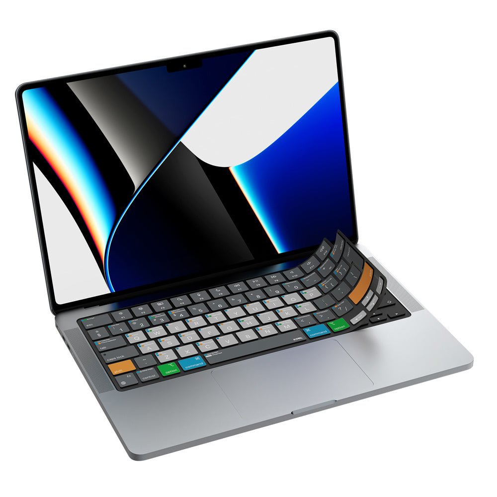 JCPal Verskin MacOS Shortcuts Keyboard Cover  (Transparent Black) for MacBook Pro14"/16"(M1,2021/M2-M3,2023), MacBook Air13"(M2,2022), MacBook Air15" (M2,2023) ( US-Layout, English,Gray)