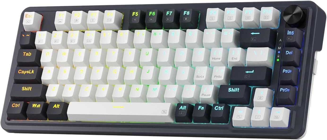 Redragon K673 PRO 75% Wireless Gasket RGB Gaming Keyboard – White / Black , K673WB-RGB-PRO