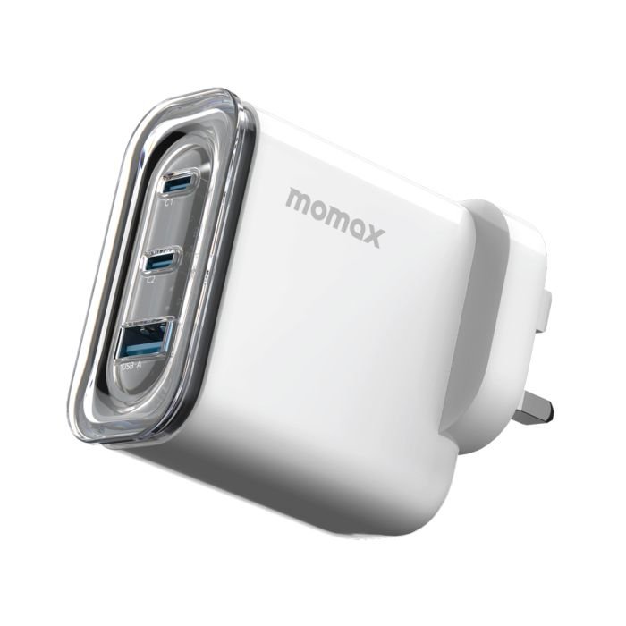 MOMAX 1-CHARGER FLOW PLUS PD 80W 3 PORTS GAN WALL CHARGER (Color: WHITE)