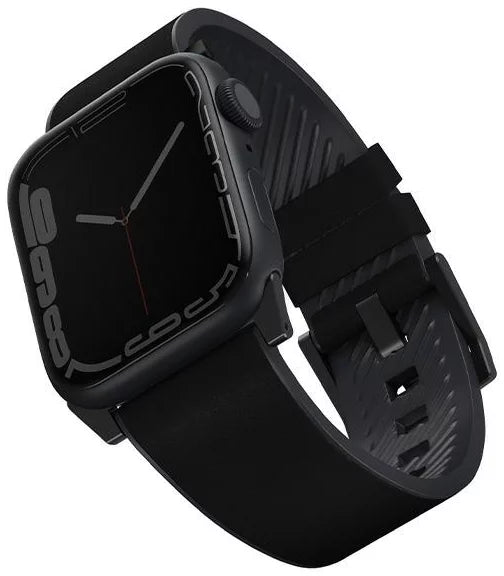 Uniq Straden Waterproof Leather Hybrid Apple Watch Strap 45/44/42Mm - Midnight (Black)