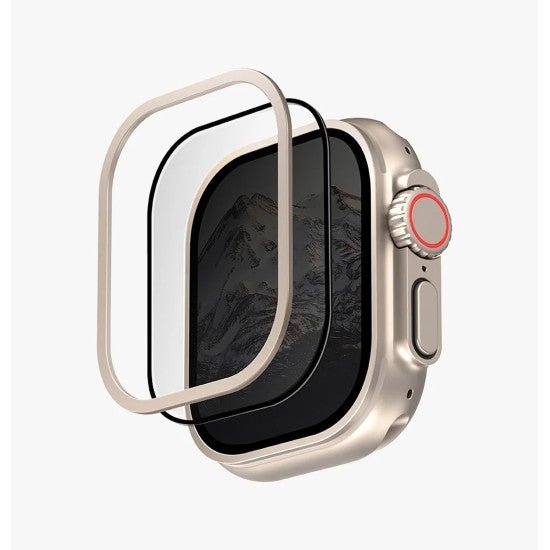 UNIQ OPTIX DUO PRO WATCH ULTRA ANTI-REFLECTIVE GLASS PROTECTOR & STAINLESS STEEL BEZEL -