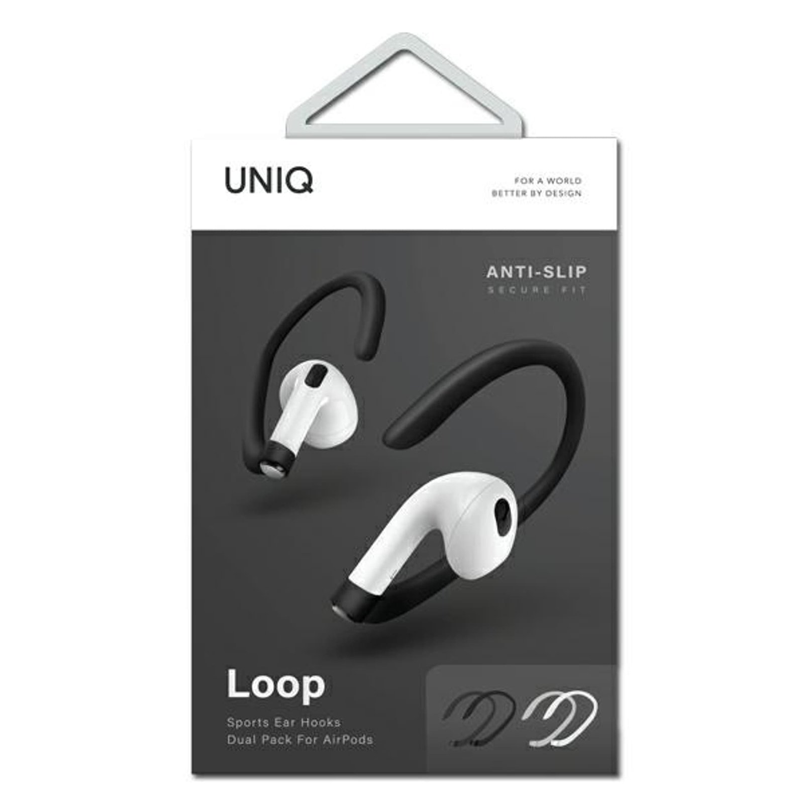 UNIQ LOOP SPORTS EAR HOOKS FOR AIRPODS DUAL PACK - WHITE/BLACK
