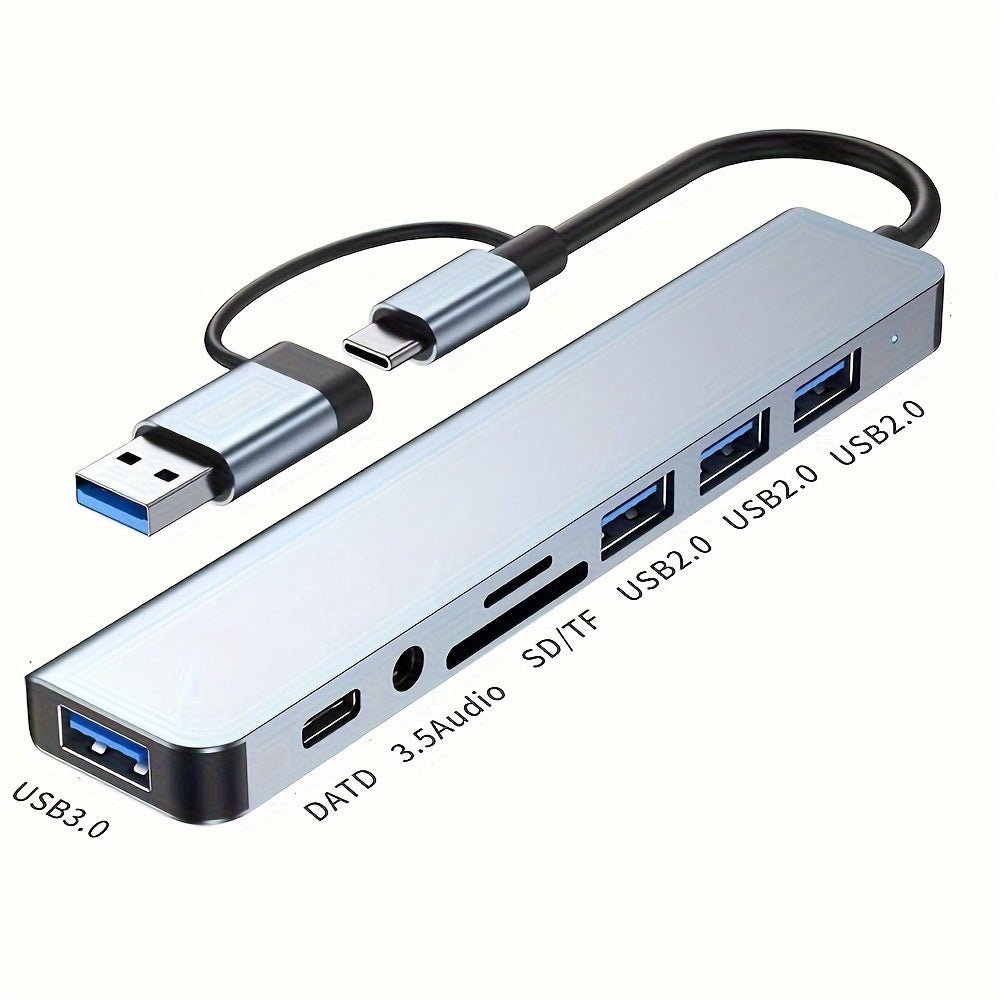 8-in-1 USB Hub with Audio Jack – Multi-Port Adapter for Tablets